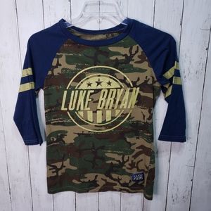 Luke Bryan Women's Camo Shirt Blue Sleeves Size Sm